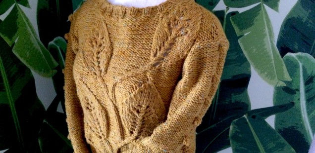 サイチカさんの「ジャックと豆の木のセーター」が編み上がりました♬