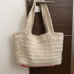 スタークロッシェ、模様編みの麻ひもバッグ3種。