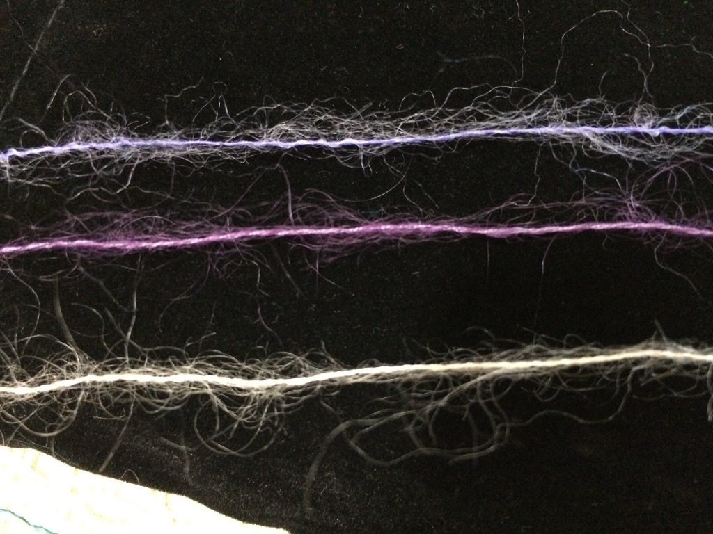 上から プリュメット 毛糸ピエロ「ルルド」 毛糸ピエロ「シルクローザ」 シルクローザが毛足では一番長いです。